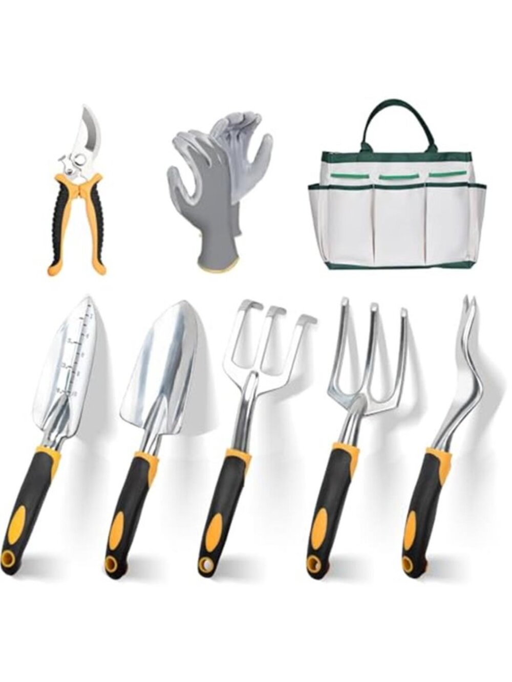 Garden Tool Set Gardening Kit Tote Bag Gloves Trowel Rake Pruner 8 Piece Gift